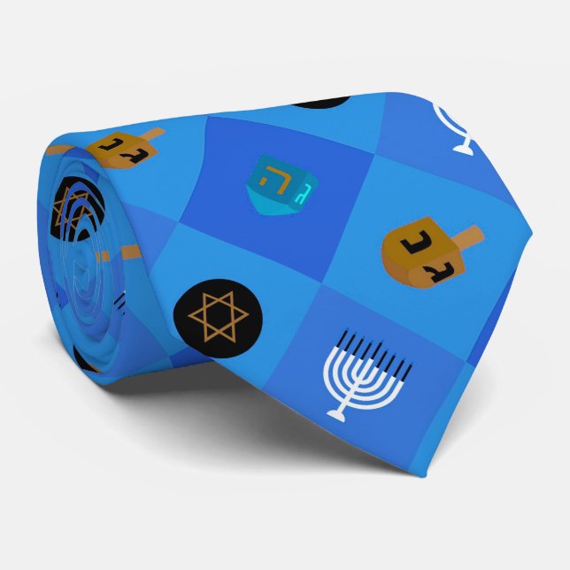 Menorah dreidels star tie (Rolled)