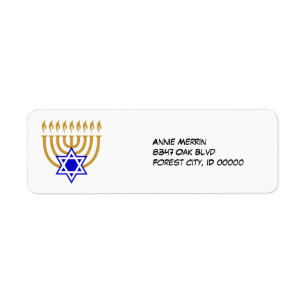 Menorah et l'étiquette d'étoile de David