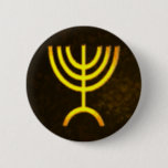 Menorah Flame 2 Inch Round Button<br><div class="desc">A digital rendering of the Jewish seven-branched menorah (Hebrew: מְנוֹרָה‎). The seven-branched menorah, used in the portable sanctuary set up by Moses in the wilderness and later in the Temple in Jerusalem, has been a symbol of Judaism since ancient times and is the emblem on the coat of arms of...</div>