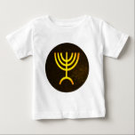 Menorah Flame Baby T-Shirt<br><div class="desc">A digital rendering of the Jewish seven-branched menorah (Hebrew: מְנוֹרָה). The seven-branched menorah, used in the portable sanctuary set up by Moses in the wilderness and later in the Temple in Jerusalem, has been a symbol of Judaism since ancient times and is the emblem on the coat of arms of...</div>