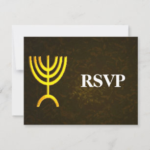 Menorah Flame Bar/Bat Mitzvah RSVP Card