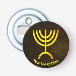Menorah Flame Bottle Opener<br><div class="desc">A brown and gold digital rendering of the Jewish seven-branched menorah (Hebrew: מְנוֹרָה‎). Add our own text. The seven-branched menorah, used in the portable sanctuary set up by Moses in the wilderness and later in the Temple in Jerusalem, has been a symbol of Judaism since ancient times and is the...</div>
