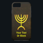 Menorah Flame iPhone 8/7 Case<br><div class="desc">A brown and gold digital rendering of the Jewish seven-branched menorah (Hebrew: מְנוֹרָה). Add your own text. The seven-branched menorah, used in the portable sanctuary set up by Moses in the wilderness and later in the Temple in Jerusalem, has been a symbol of Judaism since ancient times and is the...</div>