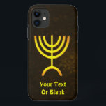 Menorah Flame iPhone 11 Case<br><div class="desc">A brown and gold digital rendering of the Jewish seven-branched menorah (Hebrew: מְנוֹרָה‎). Add your own text. The seven-branched menorah, used in the portable sanctuary set up by Moses in the wilderness and later in the Temple in Jerusalem, has been a symbol of Judaism since ancient times and is the...</div>