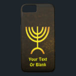 Menorah Flame iPhone 8/7 Case<br><div class="desc">A brown and gold digital rendering of the Jewish seven-branched menorah (Hebrew: מְנוֹרָה). Add your own text. The seven-branched menorah, used in the portable sanctuary set up by Moses in the wilderness and later in the Temple in Jerusalem, has been a symbol of Judaism since ancient times and is the...</div>