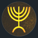 Menorah Flame Classic Round Sticker<br><div class="desc">A digital rendering of the Jewish seven-branched menorah (Hebrew: מְנוֹרָה). The seven-branched menorah, used in the portable sanctuary set up by Moses in the wilderness and later in the Temple in Jerusalem, has been a symbol of Judaism since ancient times and is the emblem on the coat of arms of...</div>