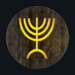 Menorah Flame Cutting Board<br><div class="desc">A brown and gold digital rendering of the Jewish seven-branched menorah (Hebrew: מְנוֹרָה). The seven-branched menorah, used in the portable sanctuary set up by Moses in the wilderness and later in the Temple in Jerusalem, has been a symbol of Judaism since ancient times and is the emblem on the coat...</div>