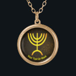 Menorah Flame Gold Plated Necklace<br><div class="desc">A digital rendering of the Jewish seven-branched menorah (Hebrew: מְנוֹרָה). The seven-branched menorah, used in the portable sanctuary set up by Moses in the wilderness and later in the Temple in Jerusalem, has been a symbol of Judaism since ancient times and is the emblem on the coat of arms of...</div>