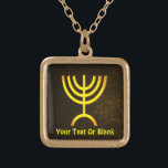 Menorah Flame Gold Plated Necklace<br><div class="desc">A digital rendering of the Jewish seven-branched menorah (Hebrew: מְנוֹרָה). The seven-branched menorah, used in the portable sanctuary set up by Moses in the wilderness and later in the Temple in Jerusalem, has been a symbol of Judaism since ancient times and is the emblem on the coat of arms of...</div>