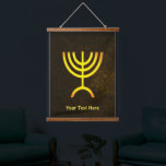 Menorah Flame Hanging Tapestry<br><div class="desc">A brown and gold digital rendering of the Jewish seven-branched menorah (Hebrew: מְנוֹרָה). Customize by adding your own text. The seven-branched menorah, used in the portable sanctuary set up by Moses in the wilderness and later in the Temple in Jerusalem, has been a symbol of Judaism since ancient times and...</div>