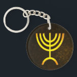 Menorah Flame Keychain<br><div class="desc">A digital rendering of the Jewish seven-branched menorah (Hebrew: מְנוֹרָה). The seven-branched menorah, used in the portable sanctuary set up by Moses in the wilderness and later in the Temple in Jerusalem, has been a symbol of Judaism since ancient times and is the emblem on the coat of arms of...</div>