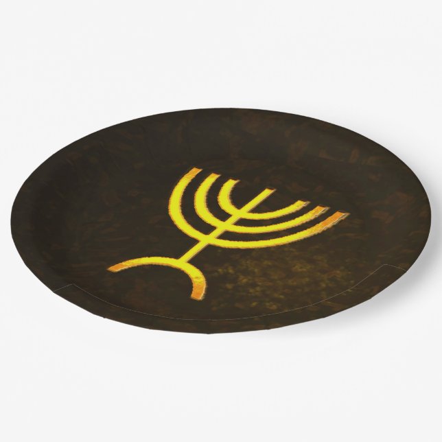 Menorah Flame Paper Plate (Angled)