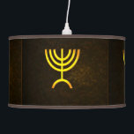 Menorah Flame Pendant Lamp<br><div class="desc">A brown and gold digital rendering of the Jewish seven-branched menorah (Hebrew: מְנוֹרָה). The seven-branched menorah, used in the portable sanctuary set up by Moses in the wilderness and later in the Temple in Jerusalem, has been a symbol of Judaism since ancient times and is the emblem on the coat...</div>