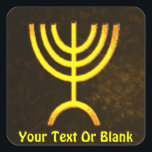 Menorah Flame Square Sticker<br><div class="desc">A digital rendering of the Jewish seven-branched menorah (Hebrew: מְנוֹרָה). The seven-branched menorah, used in the portable sanctuary set up by Moses in the wilderness and later in the Temple in Jerusalem, has been a symbol of Judaism since ancient times and is the emblem on the coat of arms of...</div>