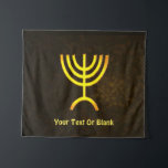 Menorah Flame Tapestry<br><div class="desc">A brown and gold digital rendering of the Jewish seven-branched menorah (Hebrew: מְנוֹרָה‎). Add your own text. The seven-branched menorah, used in the portable sanctuary set up by Moses in the wilderness and later in the Temple in Jerusalem, has been a symbol of Judaism since ancient times and is the...</div>