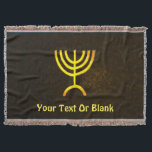 Menorah Flame Throw Blanket<br><div class="desc">A brown and gold digital rendering of the Jewish seven-branched menorah (Hebrew: מְנוֹרָה). Add your own text. The seven-branched menorah, used in the portable sanctuary set up by Moses in the wilderness and later in the Temple in Jerusalem, has been a symbol of Judaism since ancient times and is the...</div>