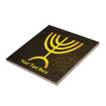 Menorah Flame Tile<br><div class="desc">A digital rendering of the Jewish seven-branched menorah (Hebrew: מְנוֹרָה). Customize by adding your own text. The seven-branched menorah, used in the portable sanctuary set up by Moses in the wilderness and later in the Temple in Jerusalem, has been a symbol of Judaism since ancient times and is the emblem...</div>