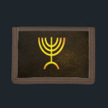 Menorah Flame Trifold Wallet<br><div class="desc">A digital rendering of the Jewish seven-branched menorah (Hebrew: מְנוֹרָה‎). The seven-branched menorah, used in the portable sanctuary set up by Moses in the wilderness and later in the Temple in Jerusalem, has been a symbol of Judaism since ancient times and is the emblem on the coat of arms of...</div>