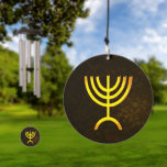 Menorah Flame Wind Chime<br><div class="desc">A brown and gold digital rendering of the Jewish seven-branched menorah (Hebrew: מְנוֹרָה‎). The seven-branched menorah, used in the portable sanctuary set up by Moses in the wilderness and later in the Temple in Jerusalem, has been a symbol of Judaism since ancient times and is the emblem on the coat...</div>