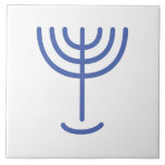 Menorah Gold-Look Blue White Tile<br><div class="desc">Menorah gold-look Paleo Hebrew lettering. Personalize by adding your own name. To make this your own design 'Click to Customize Further" … or 'Transfer this design' to print the same design onto a different product. Where does the Menorah come from? It comes from the Bible, in the book of Exodus,...</div>