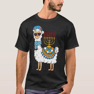 Menorah Hanukkah Llama Cute Alpaca Chanukah 2 T-Shirt