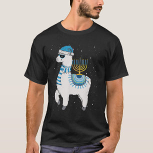 Menorah Hanukkah Llama Cute Alpaca Chanukah Christ T-Shirt