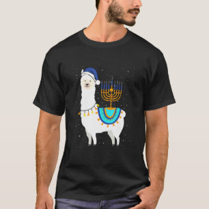 Menorah Hanukkah Llama Cute Alpaca Chanukah Christ T-Shirt