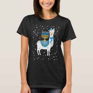 Menorah Hanukkah Llama Cute Alpaca Chanukah Christ T-Shirt
