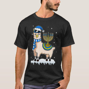 Menorah Hanukkah Llama Cute Alpaca Chanukah Christ T-Shirt