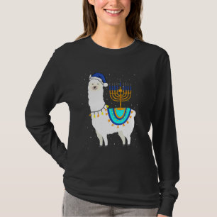 Menorah Hanukkah Llama Cute Alpaca Chanukah Christ T-Shirt