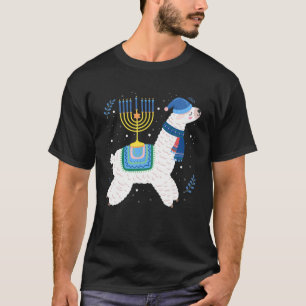 Menorah Hanukkah Llama Cute Alpaca Chanukah Christ T-Shirt