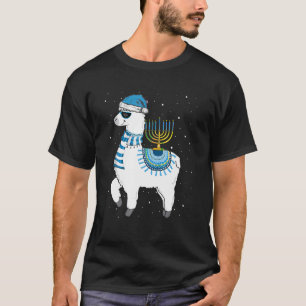 Menorah Hanukkah Llama Cute Alpaca Chanukah Christ T-Shirt