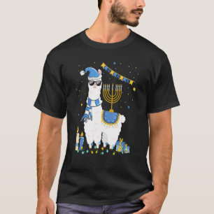 Menorah Hanukkah Llama Cute Alpaca Chanukah Holida T-Shirt