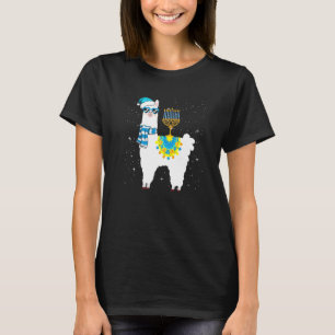 Menorah Hanukkah Llama   Cute Alpaca Chanukah     T-Shirt