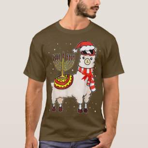 Menorah Hanukkah Llama Cute Alpaca Christmas Pajam T-Shirt