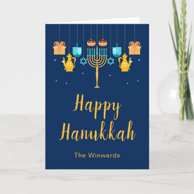 Menorah Hanukkah Party  Holiday Card (Front)