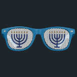 Menorah Hanukkah Party Retro Sunglasses<br><div class="desc">Cool Hanukkah Party sunglasses in blue featuring a menorah for Chanukah. Rock your Hanukah celebration with these fun Jewish glasses.</div>