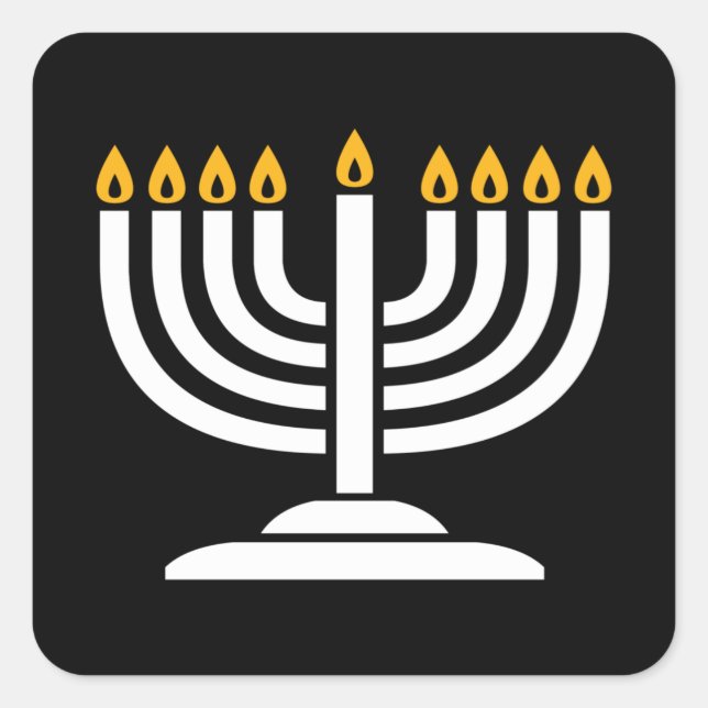 Menorah - Happy Hanukkah Jewish Holiday Gift Square Sticker (Front)