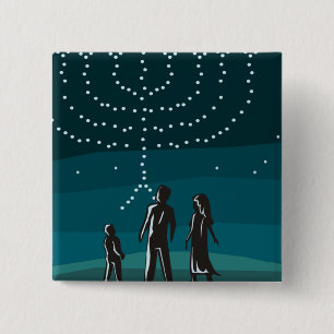 Menorah in the Stars 2 Inch Square Button