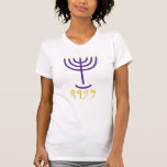 Menorah Ladies Top Purple Gold<br><div class="desc">Menorah Ladies Top Purple Gold Menorah Paleo Hebrew letters - Menorah: Mem, Nun, Resh, Hey Mem - Chaos Mighty Blood Nun - Continue Heir Son Resh - First Top Beginning Hey - Look Reveal Breath H4501   (Strong) מְנֹרָה    מְנוֹרָה menôrâh    menôrâh men-o-raw', men-o-raw' Feminine of H4500 (in the original sense of H5216);...</div>