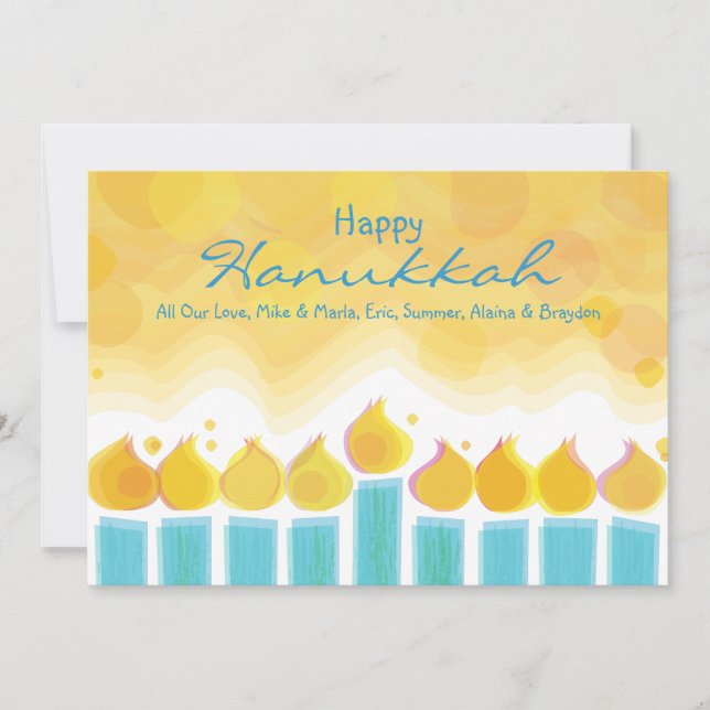 MENORAH LIGHTS Hanukkah Holiday Greeting Card (Front)