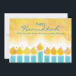MENORAH LIGHTS Hanukkah Holiday Greeting Card<br><div class="desc">All my designs are ONE-OF-A-KIND original pieces of artwork designed by me! You can only find them here! Most are created using Adobe Illustrator or Adobe Photoshop. Others are unique hand painted items in watercolor, gouache, and Indian Inks. All background colours, fonts and text can changed to match your desire....</div>