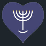 Menorah Navy Gold Graphic Heart Sticker<br><div class="desc">Hebrew Menorah Sticker. Navy,  White,  Gold. Transferable and customizable. Menorah Navy Gold Graphic Heart Sticker.</div>