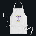 Menorah Purple-Gold Standard Apron<br><div class="desc">Exo 25:31 And thou shalt make a candlestick of pure gold: of beaten work shall the candlestick be made: his shaft, and his branches, his bowls, his knops, and his flowers, shall be of the same. Menorah: Mem, Nun, Resh, Hey Mem - Chaos Mighty Blood Nun - Continue Heir Son...</div>