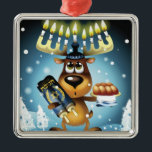 Menorah Reindeer Metal Ornament<br><div class="desc">Reindeer with menorah for antlers | New Vision Technologies Inc | AssetID: 85902187</div>