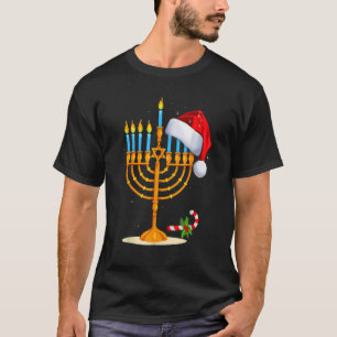 Menorah Santa Hat Chanukah Hanukkah Jewish Christm T-Shirt