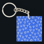 Menorah Star of David Hanukkah Pattern Blue White Keychain<br><div class="desc">Hope you like this holiday design. Add your own text. Check my shop for more matching items like stickers,  cards,  mugs,  towels,  wrapping paper as well as other holiday patterns. Thanks for shopping with me! if you'd like something custom let me know!</div>