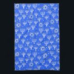 Menorah Star of David Hanukkah Pattern Blue White Kitchen Towel<br><div class="desc">Decorate your kitchen with this fun holiday dish towel. Makes a great holiday, housewarming or wedding gift!
You can customize it and add text too.
Check my shop for lots more colours and patterns!</div>