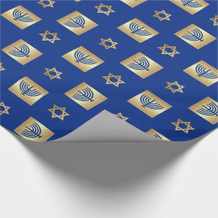 Menorah & Star of David Hanukkah Wrapping Paper