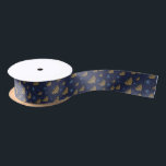Menorah Star of David Pattern Navy Blue Hanukkah Satin Ribbon<br><div class="desc">This design features a watercolor golden menorah and Star of David pattern set on a navy blue background. The background colour may be changed to,  literally,  any colour you like! Just choose the customize tool.</div>